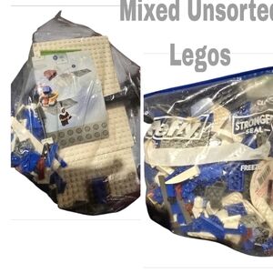 Lego Building Set with Blue and White Bricks